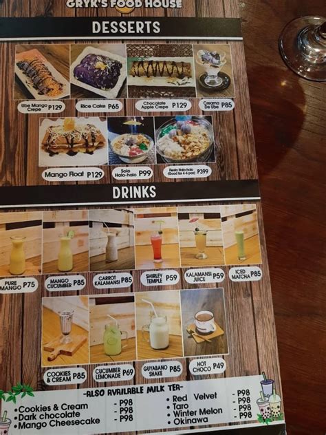 gryks gensan menu|Gryk's Food House gensan .